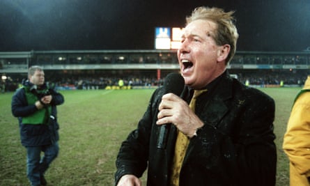 Alan Birchenall gets the Filbert Street crowd going during Leicester City’s Worthington Cup semi-final victory over Sunderland in 1998-99.