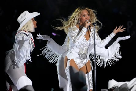 Beyoncé NFL half-time show review – country ho-ho-ho-down live-streamed on Netflix is playful and infectious