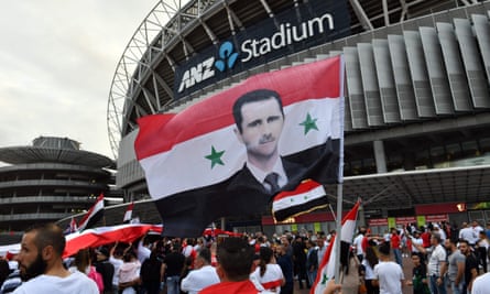 A picture of Bashar al-Assad outside a stadium