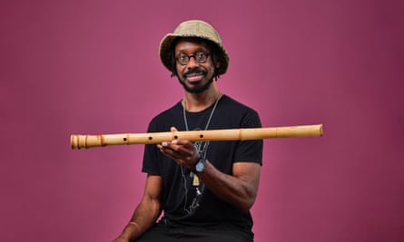 Shabaka Hutchings with his Japanese shakuhachi flute.