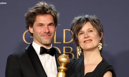 Clément Ducol and Camille Dalmais at the Golden Globes this month.