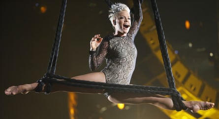 Pink performing at the 2014 Grammy awards.