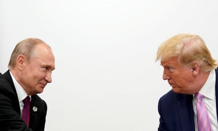 Donald Trump and Russian President Vladimir Putin hold a bilateral meeting at the G20 leaders summit in Osaka, Japan, in June 2019.