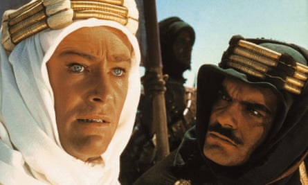 Peter O’Toole, left, and Omar Sharif in Lawrence of Arabia, 1962. Once robed loosely in fine pale wool, gold-trimmed, with Damascus-embroidered silk tunic, O’Toole as Lawrence was transformed into a myth.