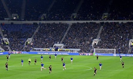 Everton’s under-18s take on Wigan in front of a 10,000 crowd in the first game at the club’s new stadium