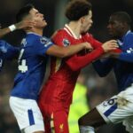 Everton’s Tarkowski thwarts Liverpool as final Goodison derby ends in brawl