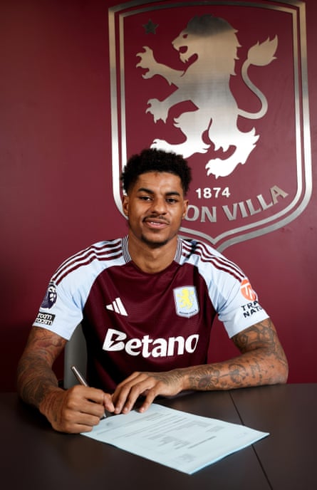 Marcus Rashford signs for Aston Villa.