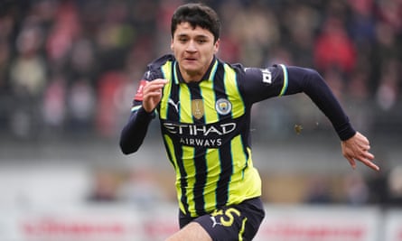 Abdukodir Khusanov during the FA Cup match between Leyton Orient and Manchester City