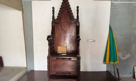 Olomu’s throne and royal umbrella during his time as governor.