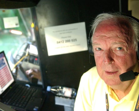 Stolle commentating at the Rod Laver Arena in Melbourne during the 2005 Australian Open.