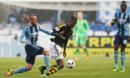 Alexander Isak of AIK battles for possession with Djurgården’s Alexander Faltsetas