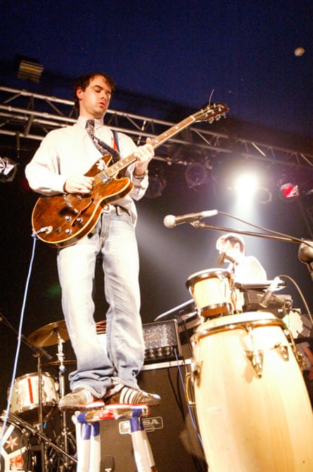 Quite Spinal Tap … Steve Mason on stage with the band in 2004.