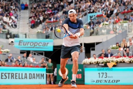 Jack Draper in action against Casper Ruud during the Madrid Open final