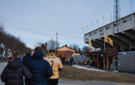 Fans make their way to the Aspmyra Stadion for Bodø Glimt’s game against KFUM.