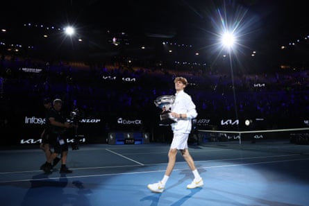 Jannik Sinner with the Australian Open trophy in 2025