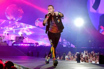 Coldplay’s Chris Martin performing live at London’s Wembley Stadium, 2022.